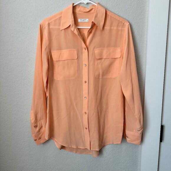 Equipment Femme Peach Orange 100% Silk Button Front Blouse - Size XS - EUC - Picture 1 of 6